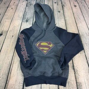 DC Supergirl Jerry Leigh Vtg Y2K 2005 Navy & Gray Graphic Logo Hoodie Size Small
